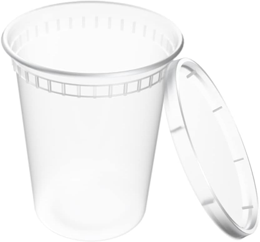 EDI [32 OZ, 40 Sets] Plastic Deli Food Storage Containers with Airtight Lids | Microwave-, Freezer-, Dishwasher-Safe | BPA Free | Heavy-Duty | Meal Prep | Leakproof | Recyclable
