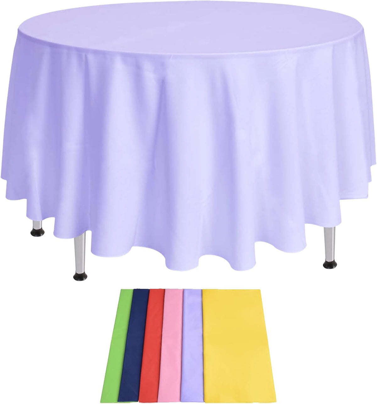 EDI Disposable Round Tablecloths - 12 Pack, Assorted Colors, Plastic, Spill & Stain Resistant, 81" x 84"