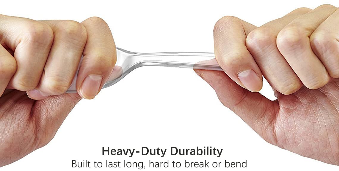EDI Heavy-Duty Clear Disposable Plastic Forks, 300 count, BPA-Free, Recyclable, Reusable, Durable Cutlery for Parties
