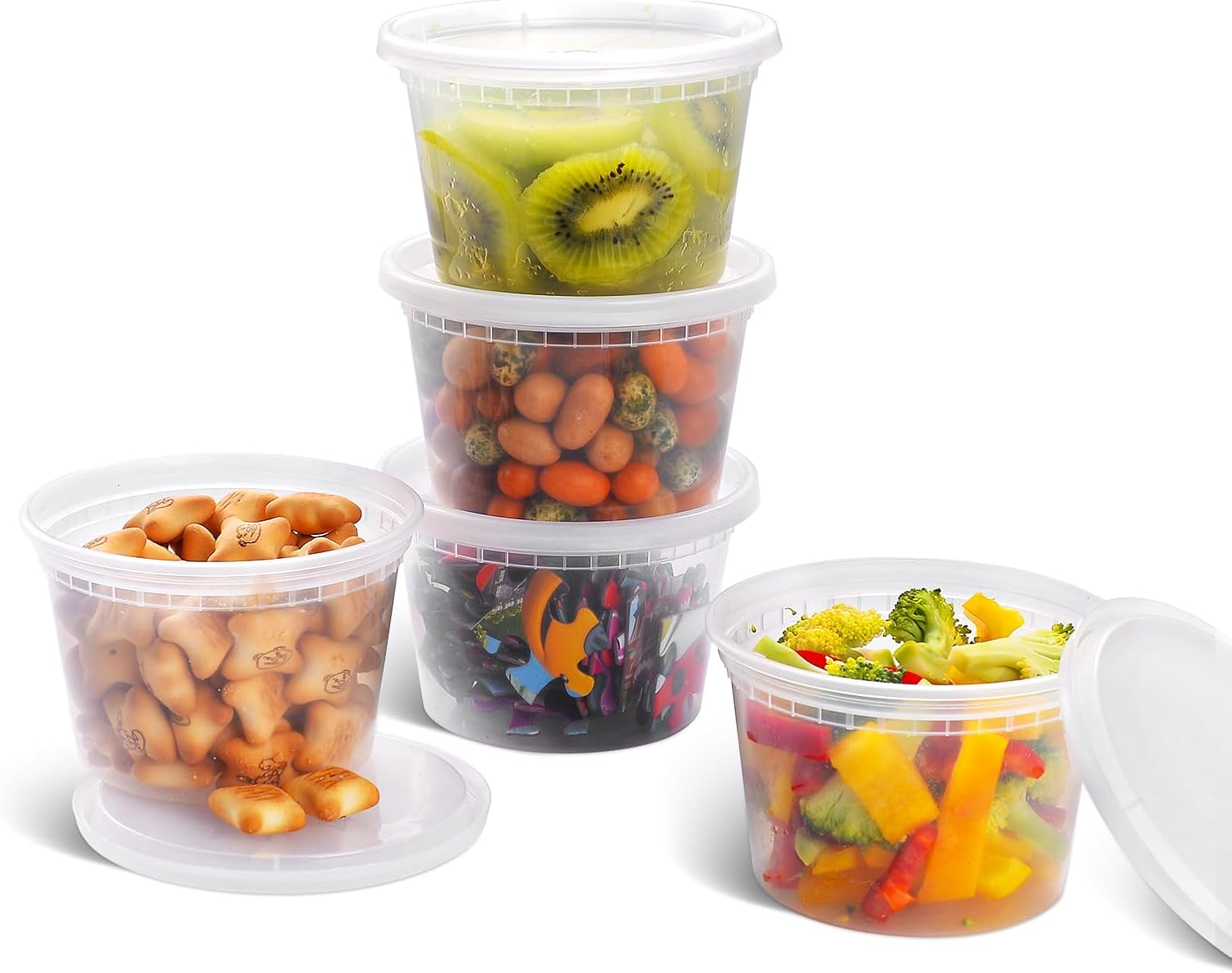EDI Plastic Deli Food Storage Containers - 8 oz (20 sets), 16 oz (20 sets), 32 oz (10 sets) with Airtight Lids, Deli Containers Bundle