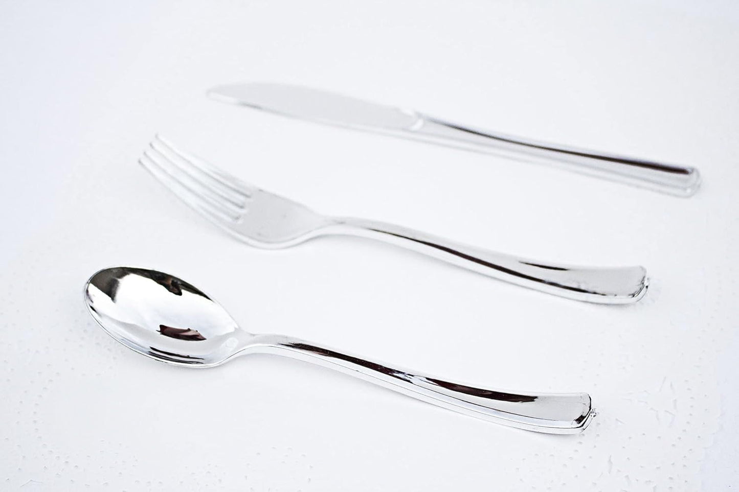 EDI [160 Piece] Silver Disposable Plastic Cutlery Set, Assorted - 80 Forks, 40 Knives, 40 Spoons | Extra Heavy-Weight