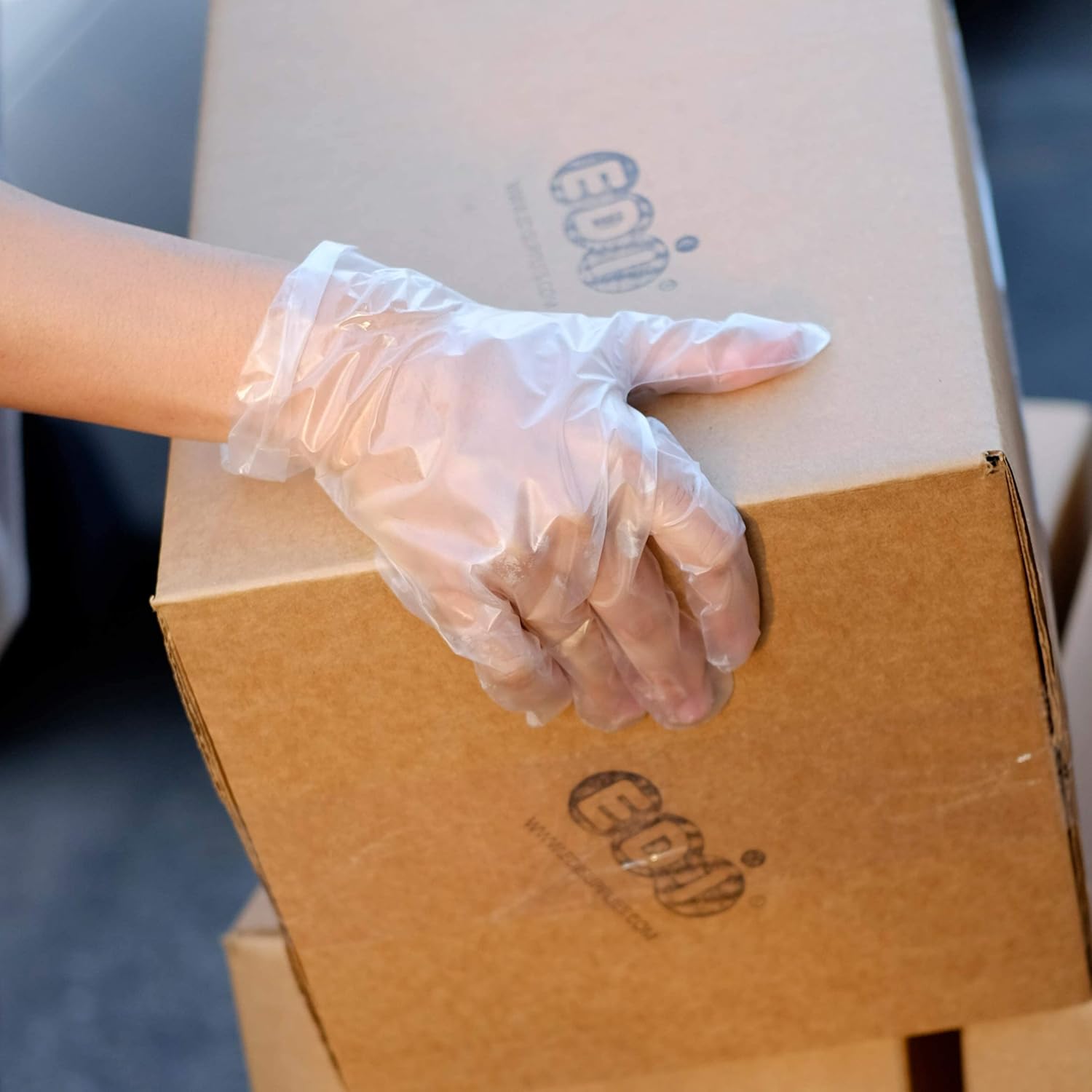 EDI Stretchable Plastic TPE Food Service Gloves (200 pcs) (Clear) – Powder-Free, Latex-Free