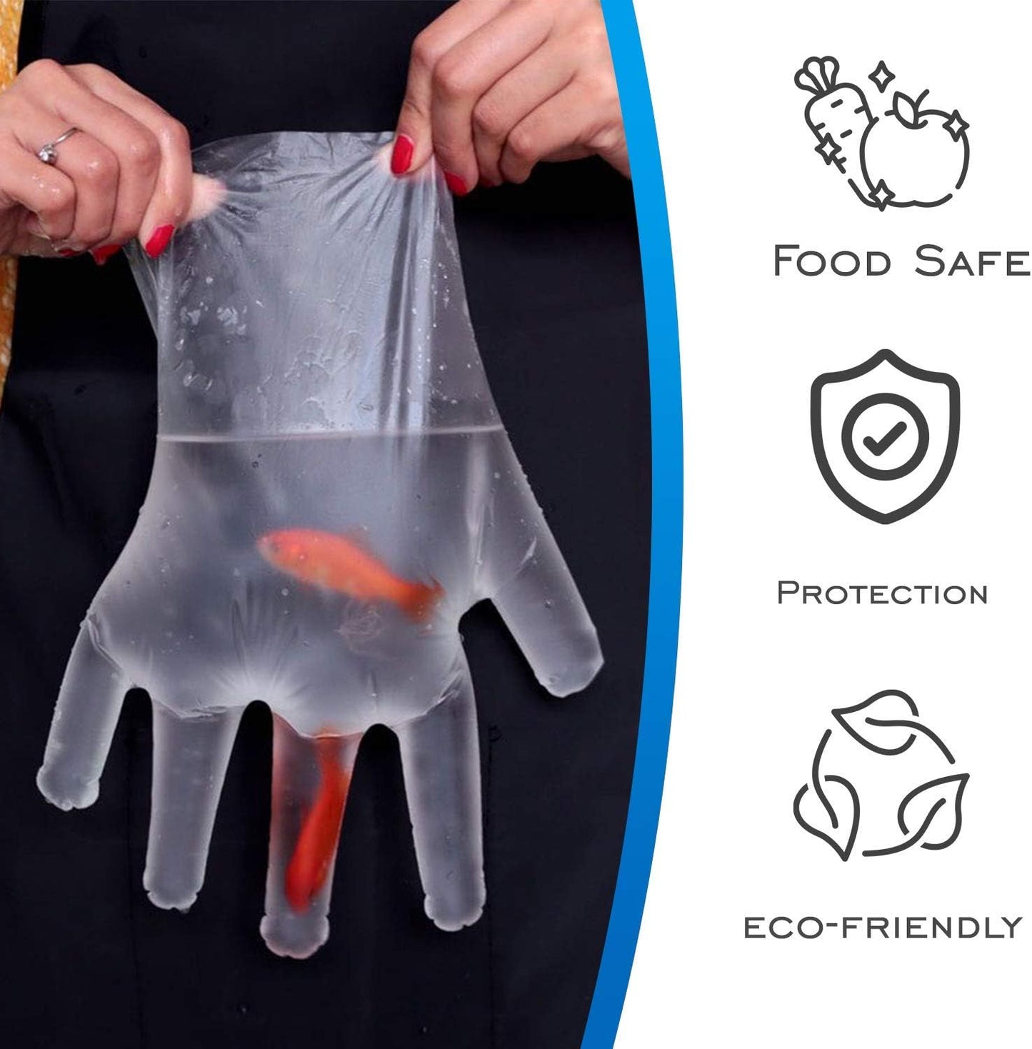 EDI Stretchable Plastic TPE Food Service Gloves (200 pcs) (Clear) – Powder-Free, Latex-Free