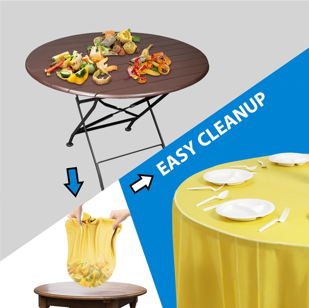EDI Disposable Round Tablecloths - 12 Pack, Assorted Colors, Plastic, Spill & Stain Resistant, 81" x 84"