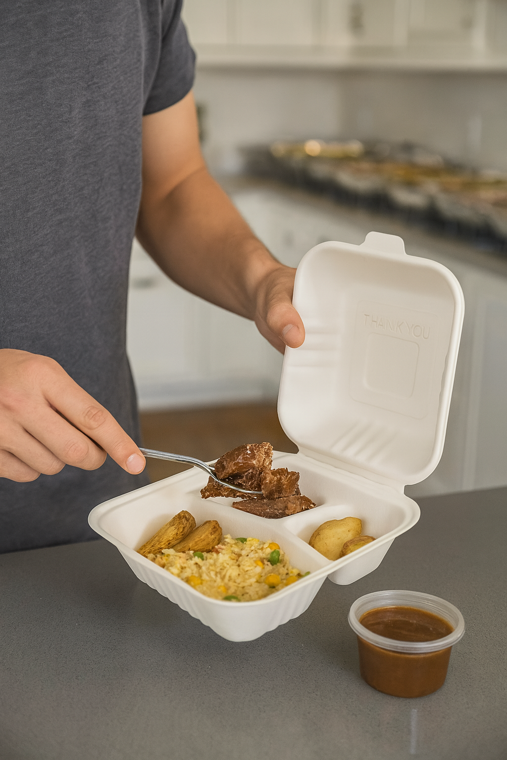 Hinged Bagasse Containers