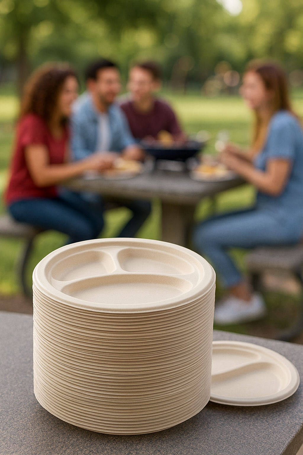 Bagasse Plates 3-Compartment (Round)