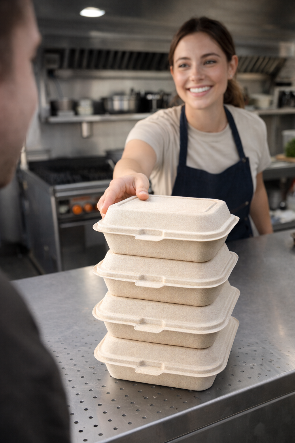 Hinged Bagasse Containers