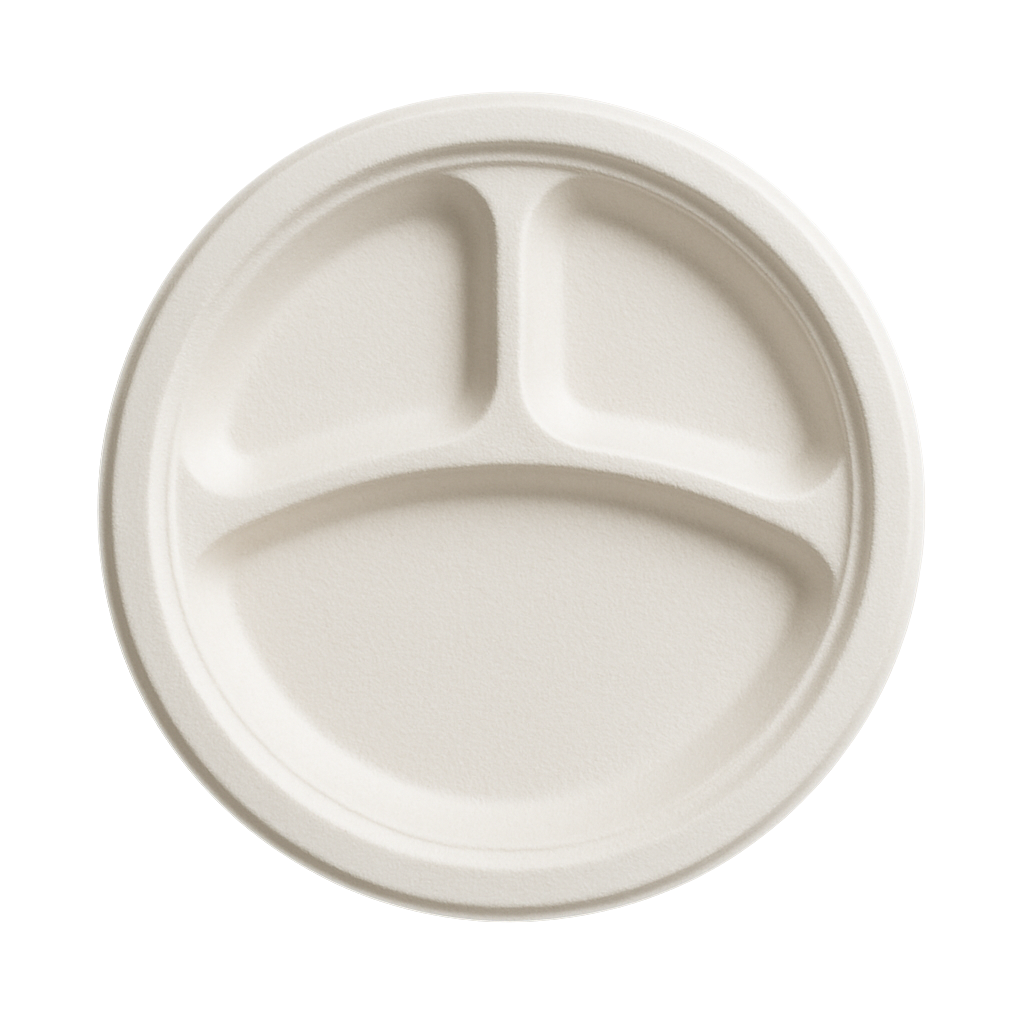 Bagasse Plates 3-Compartment (Round)