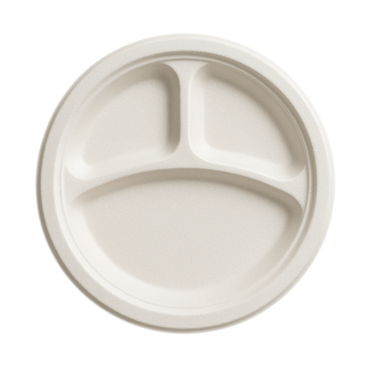 Bagasse Plates 3-Compartment (Round)